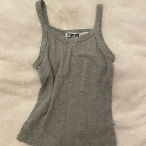 Cream Soda Gray Ribbed Tank Top